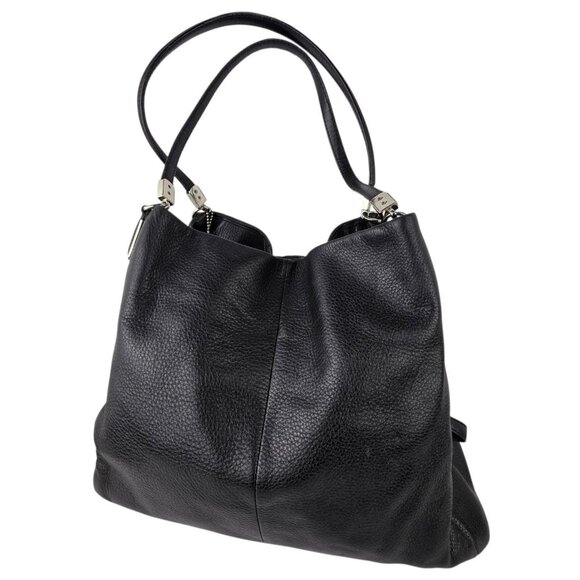 Coach Madison Phoebe Black Pebbled Leather Bag Triple Compartment 14" x 12"x 5" - Picture 2 of 9